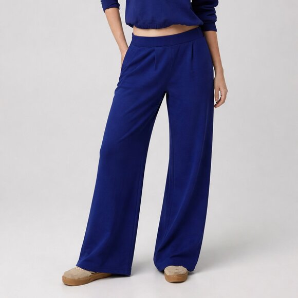 aerie Pants - OFFLINE By Aerie Women’s ChillUp Track Trouser Navy Blue Small Wide Leg Cozy